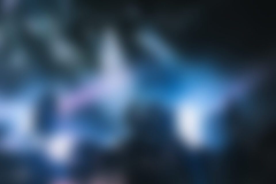 Abstract blue bokeh lights background