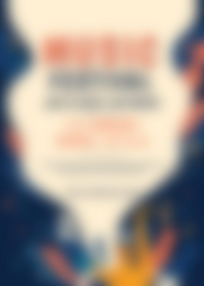 Poster with flames and central speech bubble