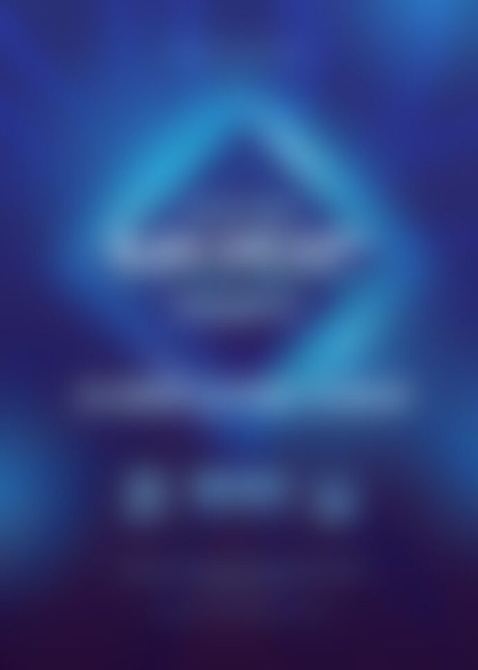 Blue glowing hexagon on abstract blurred background
