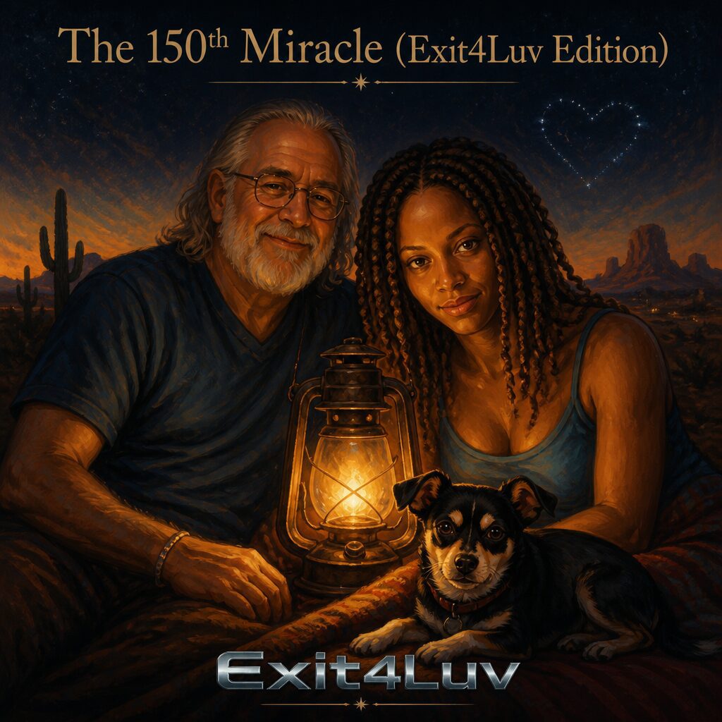 Album cover: couple with lantern and dog